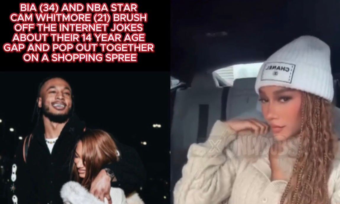 BIA (34) and NBA star Cam Whitmore (21) brush off the internet jokes about their 13 year age gap and pop out together on a shopping spree 👀👏🏽